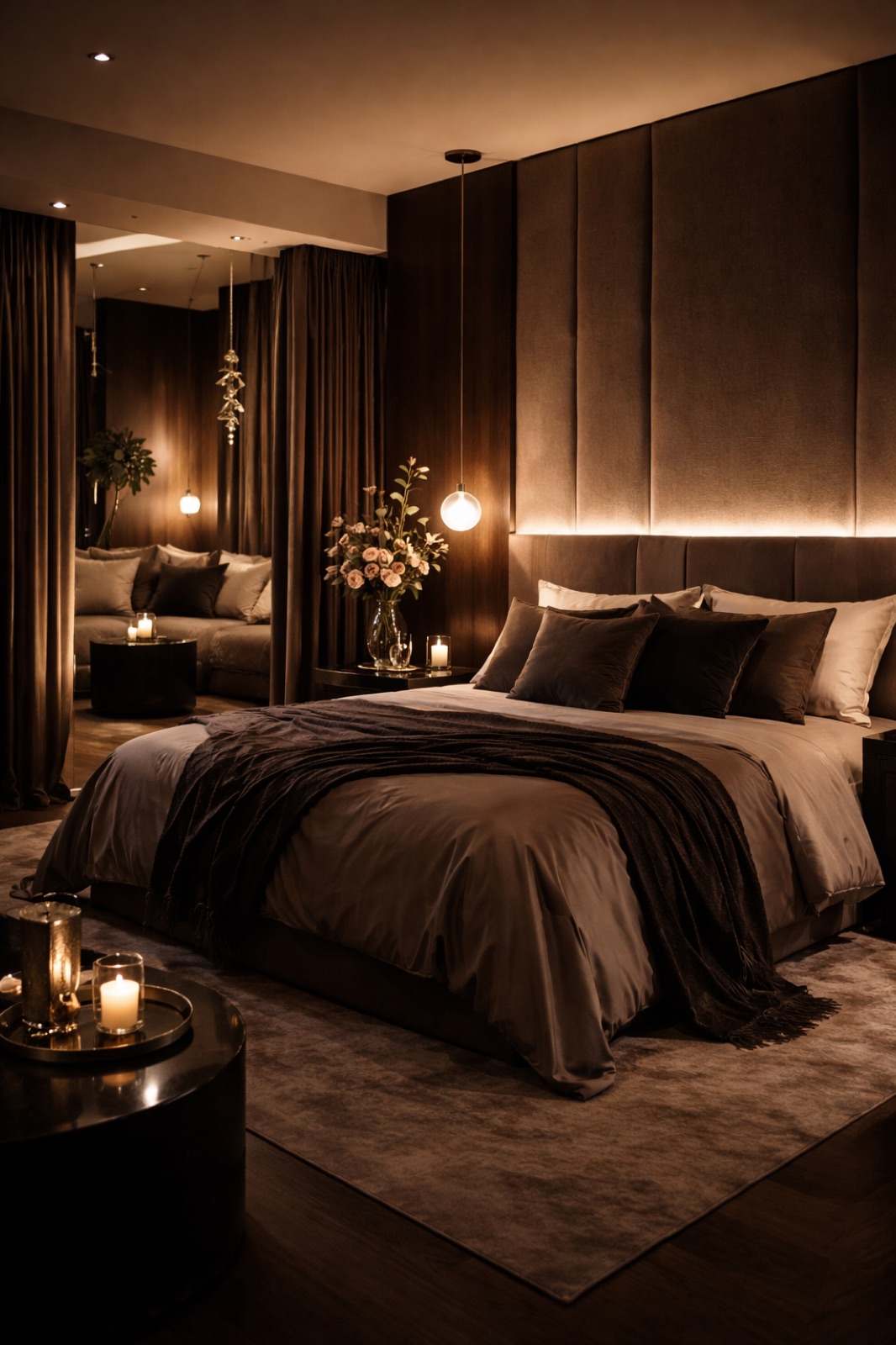 Suite intime d'exception signée Home Addict, chambre aux tons profonds